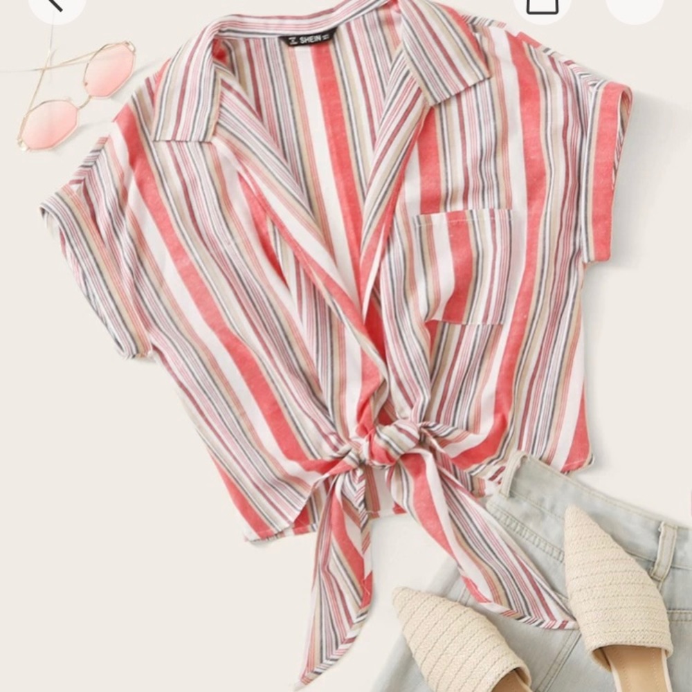 Shein Stripped Tie Top